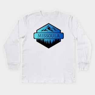 Missoula Montana Mountains and Trees Kids Long Sleeve T-Shirt